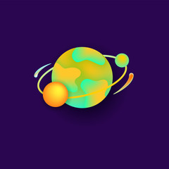 Wall Mural - Planet in space for a universe astronomy design flat vector illustration.