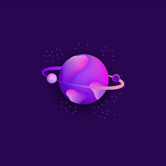 Wall Mural - Planet in space with asteroid and star dust galaxy design vector illustration.