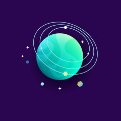 Wall Mural - Space planet for universe or cosmos astronomy design flat vector illustration.