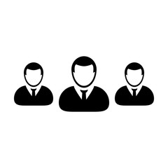 Management icon vector male group of persons symbol avatar for business team in flat color glyph pictogram illustration