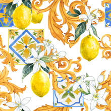 Watercolor Lemon Seamless Pattern
