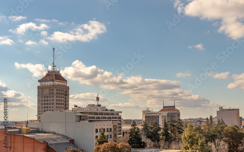 Downtown Fresno Skyline, California, USA, on a spring afternoon. Canvas Print