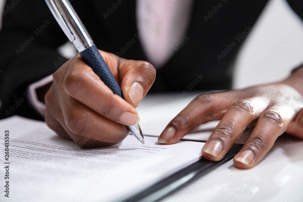 Woman Signing A Contract - obrazy, fototapety, plakaty 