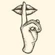 sign silence hand finger symbol tattoo lips kiss
