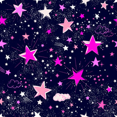 Wall Mural - Space Galaxy constellation seamless pattern print could be used for textile