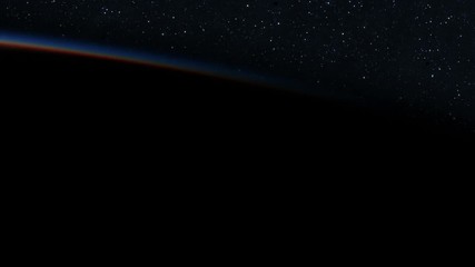 Wall Mural - 4k. big hurricane in the rays of the rising sun. amazing view of planet earth from space. 3840x2160.