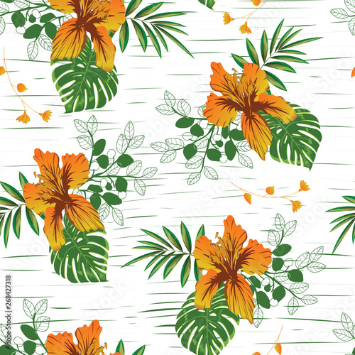 beautiful tropical flower seamless pattern
