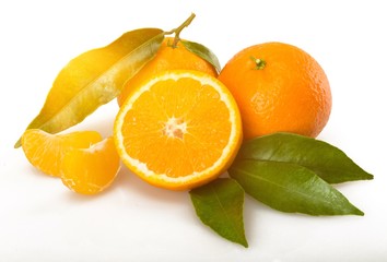 Wall Mural - Oranges isolated on white close up