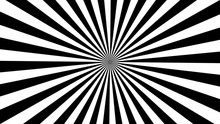Hypnotic Motion Background With Rotating Rays And Twisting Checkered Circles. Swirling Abstraction. Op Art, Optical Illusion. Seamless Looping Animation.