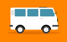 Perfect Journey Van Vector Flat Design Isolated In Orange Background