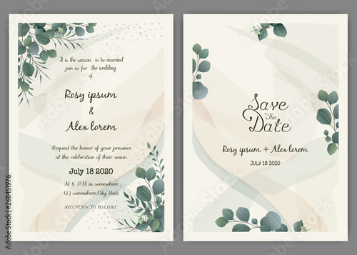 Eucalyptus Wedding Wedding Invitation Template Eucalyptus Printable Wedding Invitation Diy Templett Pdf Instant Download Editable 04