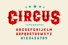 Retro Style Circus Font, Alphabet Letters And Numbers