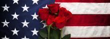 US American Flag With Roses