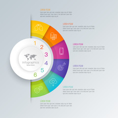 Aufkleber - Infographics design vector and business icons with 6 options.