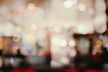 abstract blurred light in night time of urban with bokeh background.
