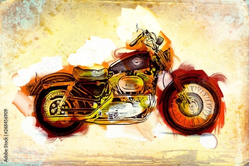 Dekoracja na wymiar  kolor-ilustracyjny-motocykla-na-bialym-tle
