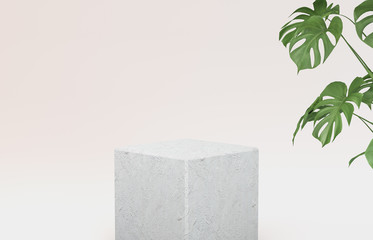 Aufkleber - 3d rendering. Natural beauty backdrop for cosmetic product display. fashion beauty pastel color background.
