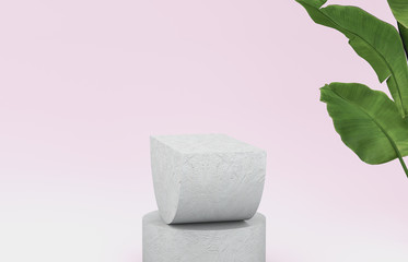 Aufkleber - 3d rendering. Natural beauty backdrop for cosmetic product display. fashion beauty pastel color background.