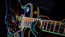 Electric Guitar . Abstract Neon Painting 