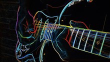 Electric Guitar . Abstract Neon Painting 