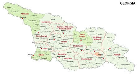 Poster - administrative and political vector map of Georgia