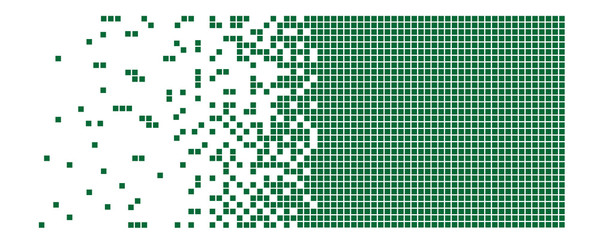 Dissolved filled square dotted vector icon with disintegration effect. Rectangle items are grouped into disappearing filled square form