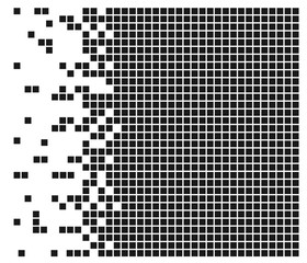 Dissolved filled square dotted vector icon with disintegration effect. Rectangle items are grouped into disappearing filled square form