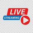 Live video icon in transparent style. Streaming tv vector illustration on isolated background. Broadcast business concept.