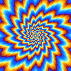 Wall Mural - pulsing blue flower. optical illusion of movement.
