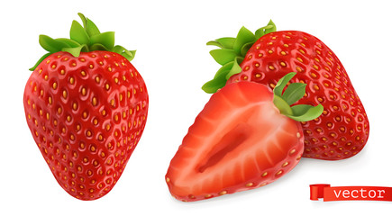 strawberry vectorized image. fresh fruit. 3d realistic vector icon