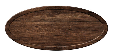 Wall Mural - Oval board made of dark wood with wooden frame