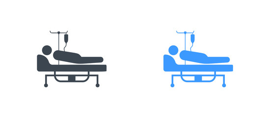 Patient in the hospital bed icon - Glyph vector sign