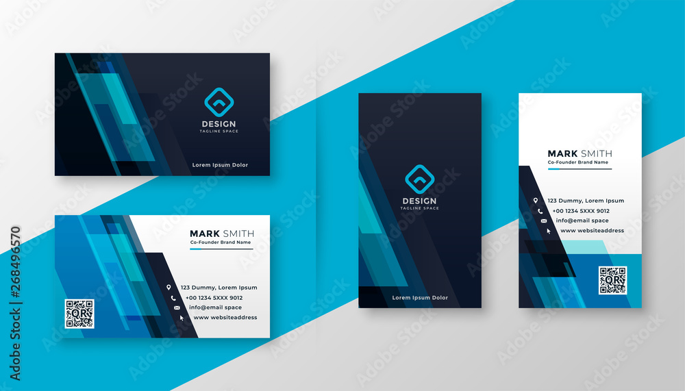 stylish blue elegant business card design - obrazy, fototapety, plakaty 