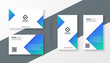 modern blue triangle business card design