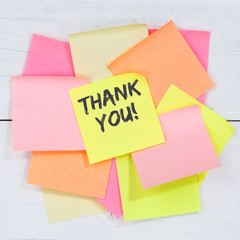 Wall Mural - Thank you on notepaper office business concept desk note paper square