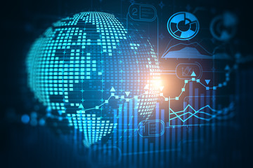 Poster - Globe and business infographics background