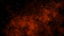 Fire Embers Particles Texture Overlays . Burn Effect On Isolated Black Background. Design Texture.