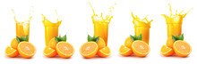 Oranges And Glass Of Orange Juice With Splash