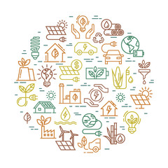 Wall Mural - vector illustration of green power and environment objects. green and alternative energy illustratio
