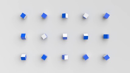 Poster - abstract 3d render, rotating cubes, modern animation, geometric background, motion design, 4k seamle
