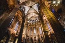 BARCELONA - MAY 10 2019: Interior Of Cathedral Of The Holy Cross And Saint Eulalia,  In Barcelona, Spain