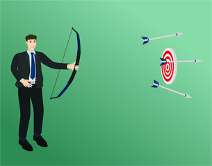 Wall Mural - Businessman archery three arrow not hit target , fail concept