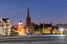 View Over The Esplanade And The Hub In Edinburgh Scotland At Night