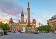 Glasgow City Chambers And George Square In Glasgow, Scotland
