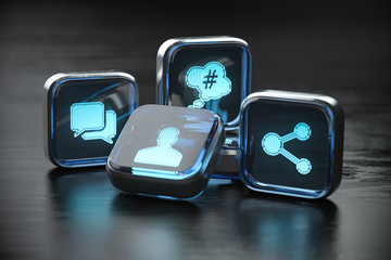 Poster - Social media icon sign concept background.