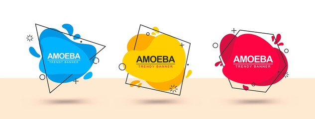 Poster - Set of modern abstract banners in memphis style. Ready vector banner templates for social networks, ad, marketing, web, print and more.