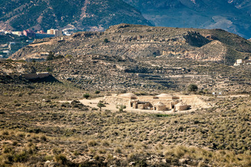 Canvas Print - HIgh angle view of archaeological site of Los Millares in Almeria, Spain.