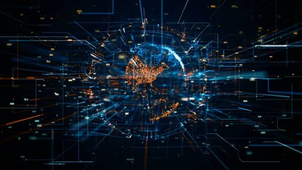 Digital World Networks of Information, digital age global connectivity.