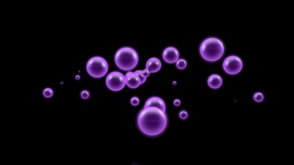 Poster - 3D illustration of a purple object, a gas cloud of high-temperature plasma. Lots of purple plasma droplets in space. Abstract image of futuristic black background. 3D rendering isolated.