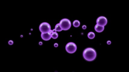 Poster - 3D illustration of a purple object, a gas cloud of high-temperature plasma. Lots of purple plasma droplets in space. Abstract image of futuristic black background. 3D rendering isolated.